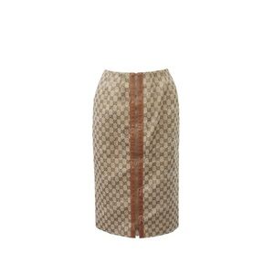 GUCCI - “AUTHENTIC” Vintage Tan and Brown Geometric Pencil Skirt